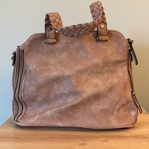 Taupe suede like satchel